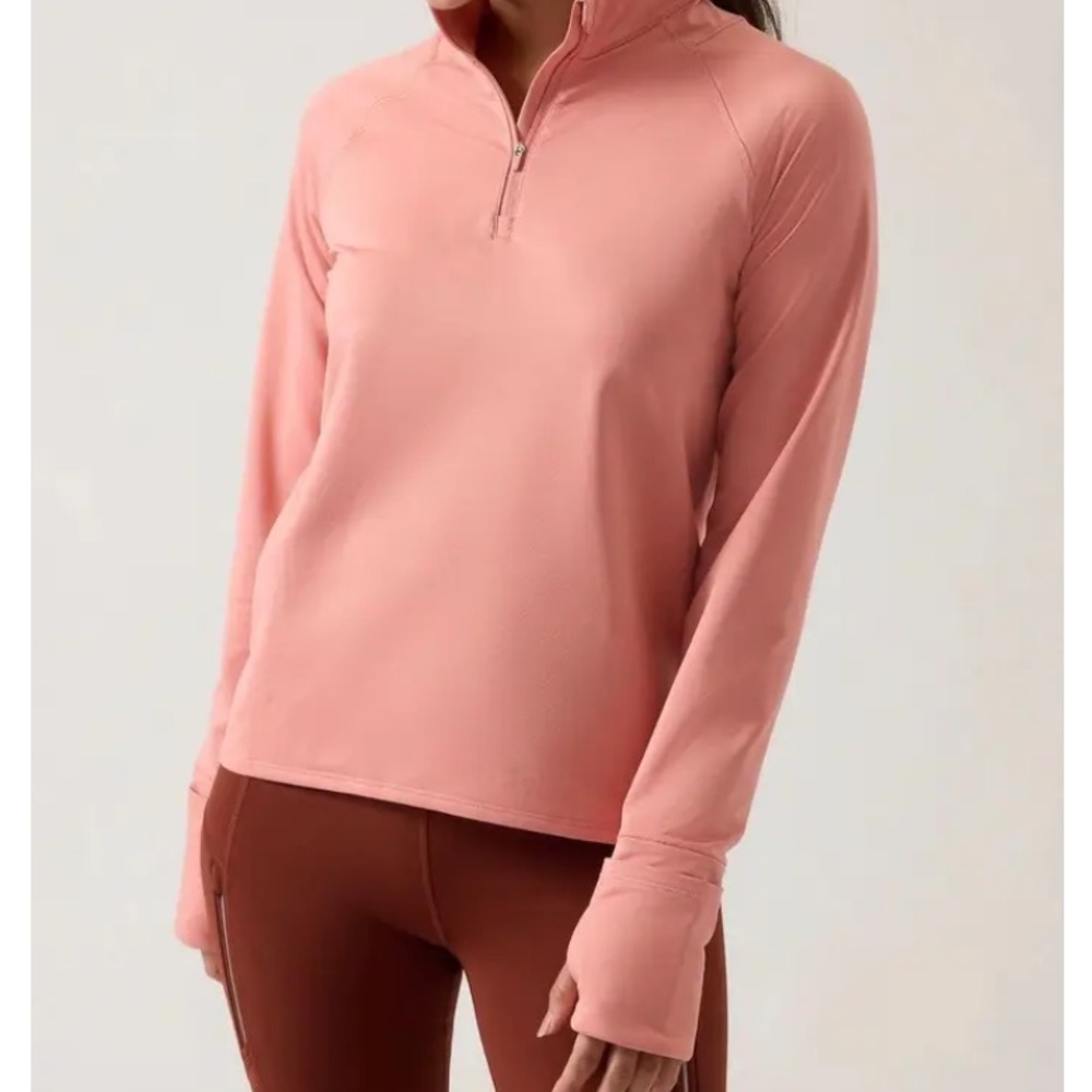 Athleta Whistler Half Zip Long Sleeve Conch Pink Size Medium